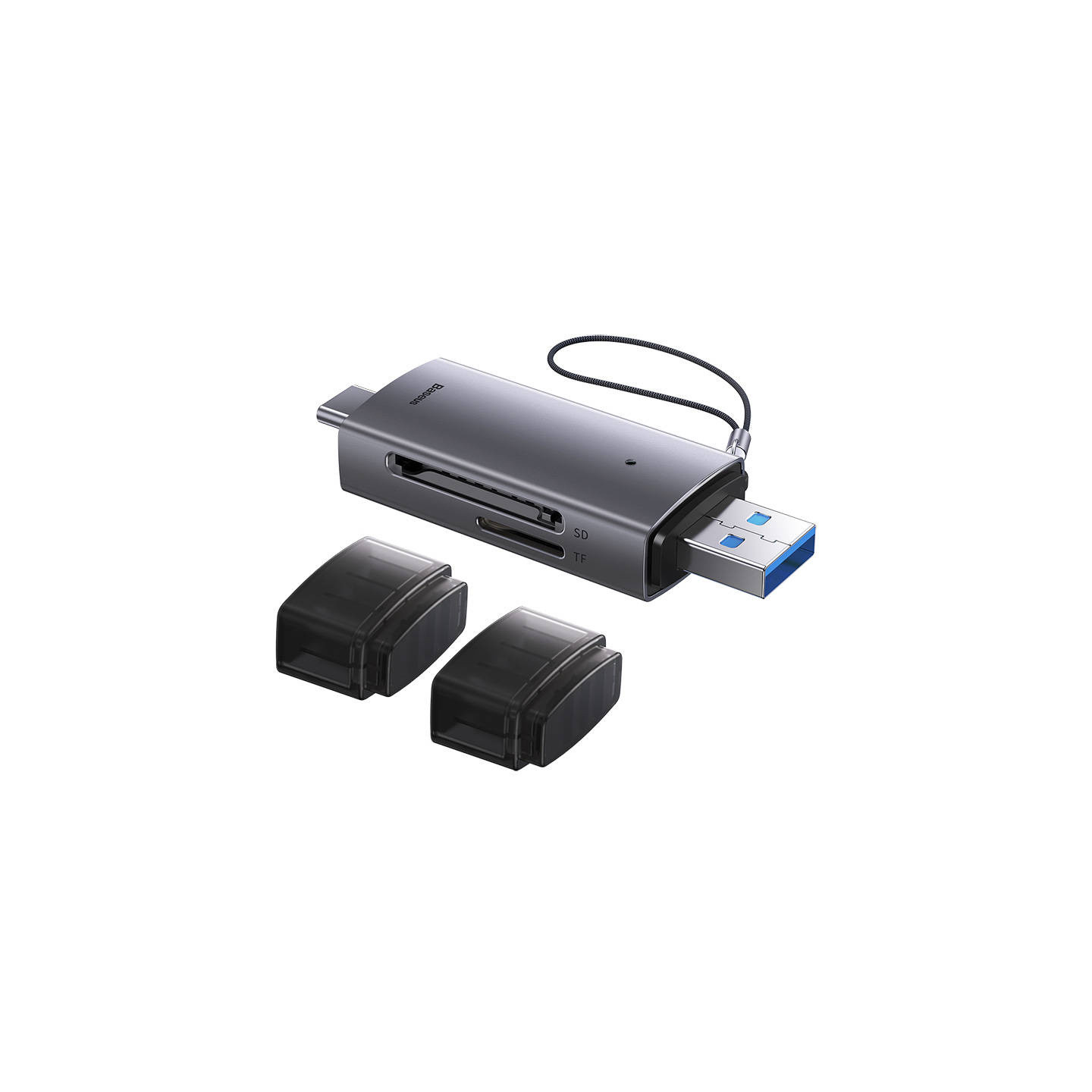 Baseus Lite Series SD/TF memory card reader, USB + USB-C (gray)