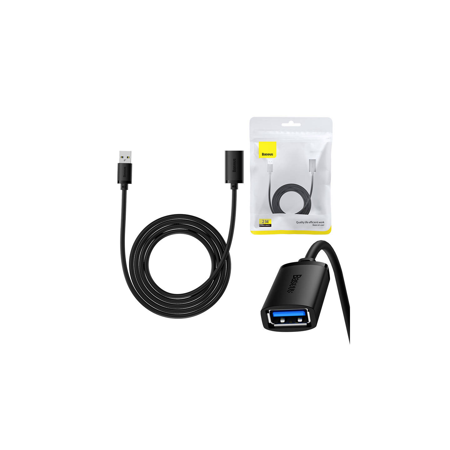 USB 3.0 Extension cable Baseus male to female, AirJoy Series, 2m (black)