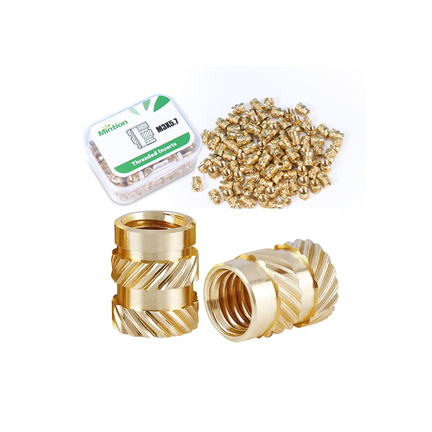 Mintion M3 x 5,7mm x 4,6mm Threaded Insert Set - 100 pcs