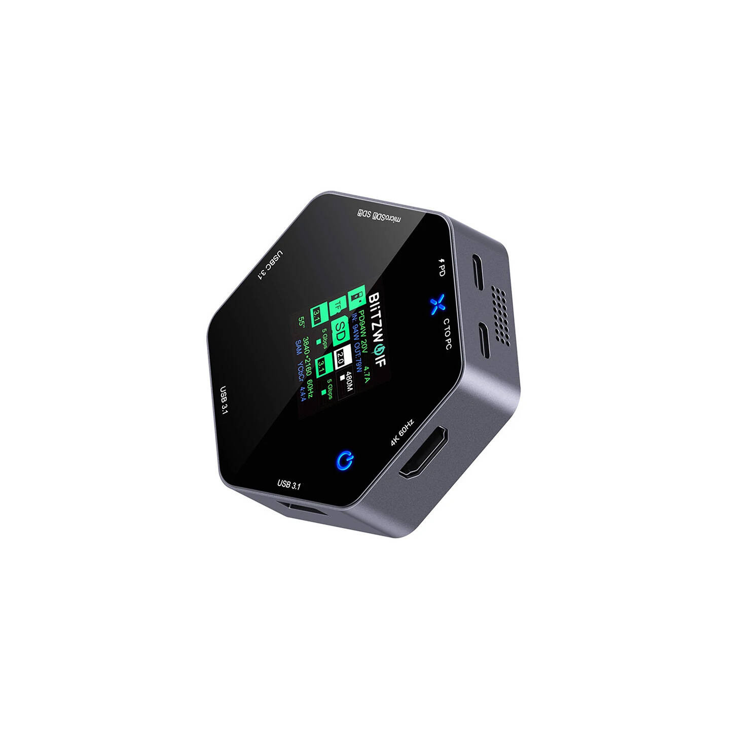 Blitzwolf 8in1 docking station BW-TH16 USB 100W LCD Smart Display