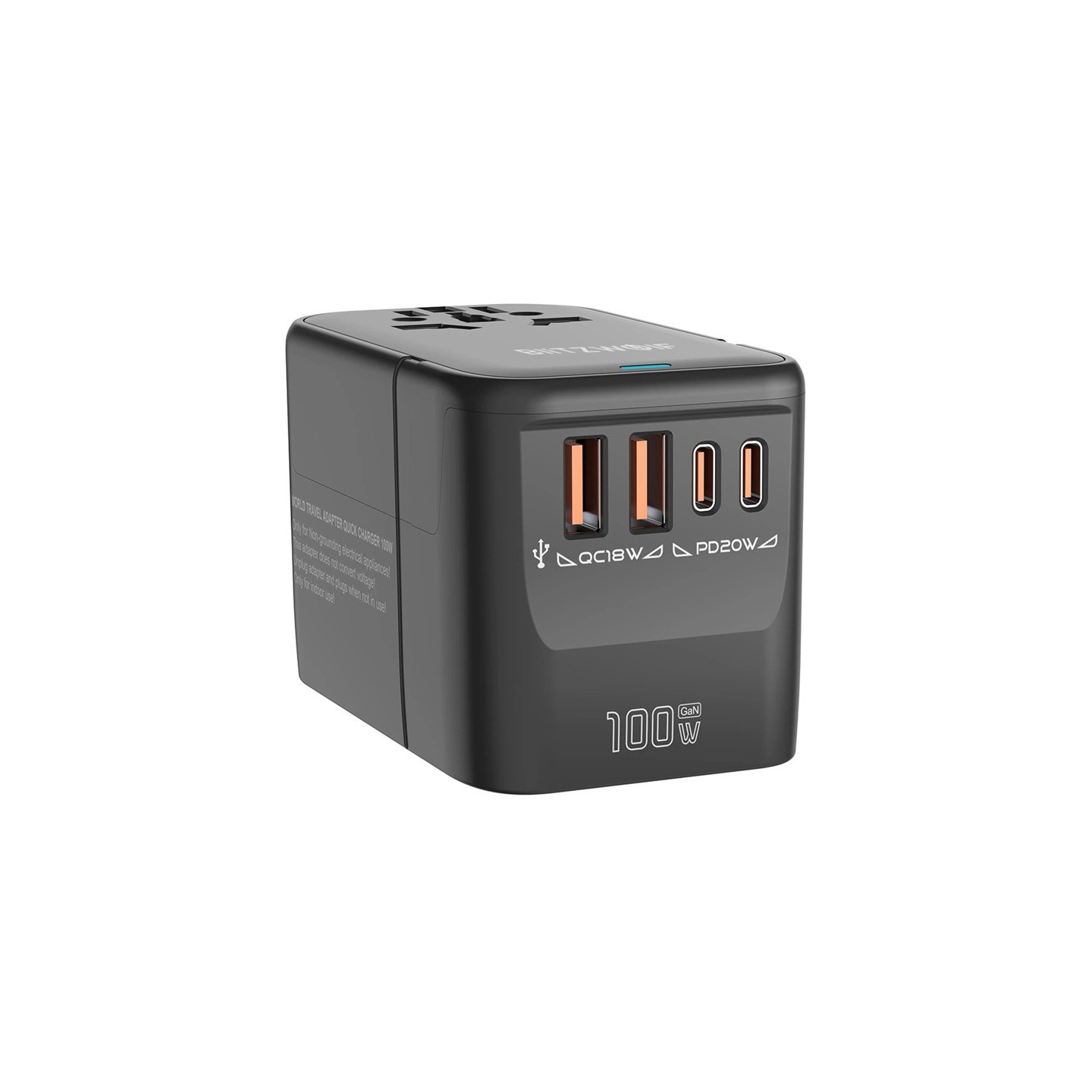 Blitzwolf BW-TA2 5-in-1 Travel Adapter 2xUSB PD + 2xC QC + C GaN 100W