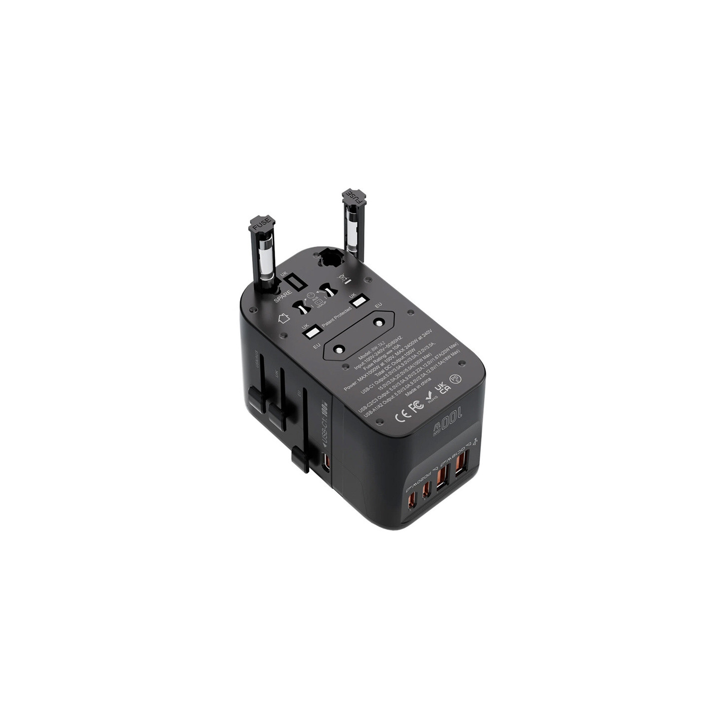 Blitzwolf BW-TA2 5-in-1 Travel Adapter 2xUSB PD + 2xC QC + C GaN 100W