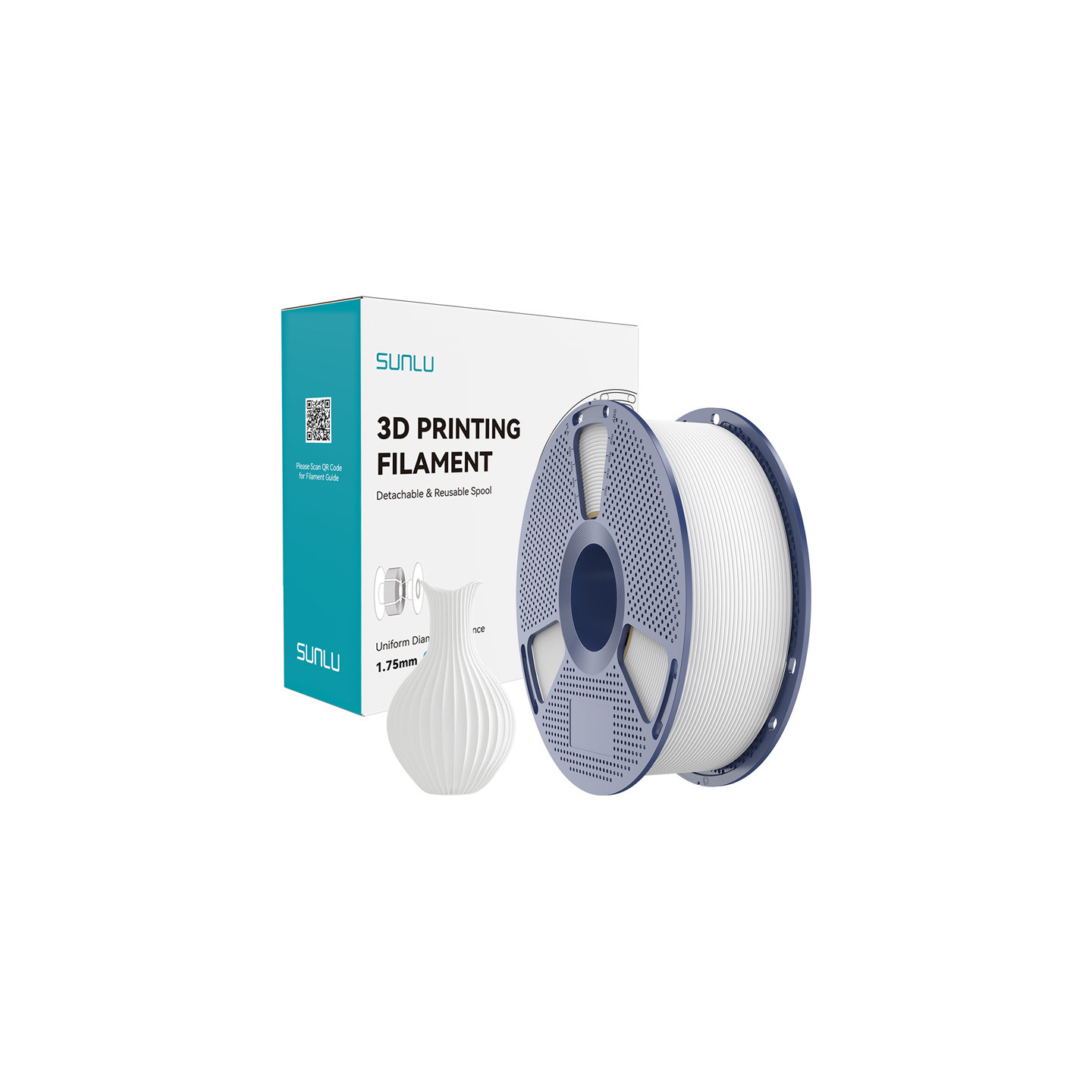 Sunlu PLA Classic White Filament 1.75mm 1KG